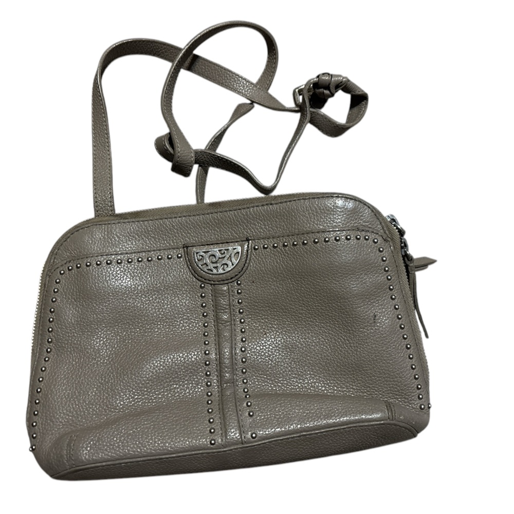 Elegant Gray Leather Shoulder Bag